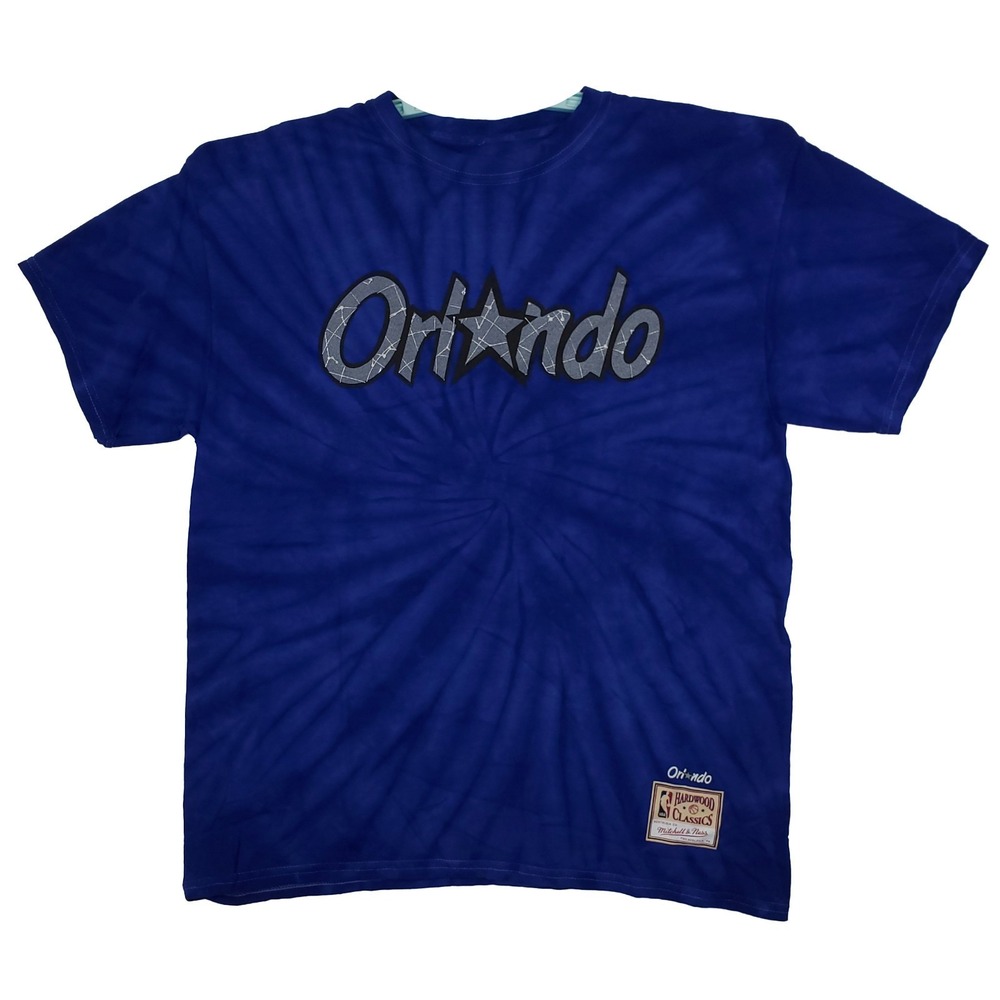 Orlando‎ Magic Mitchell & Ness NBA Large Shirt Reflective Logo Tie Dye Blue New